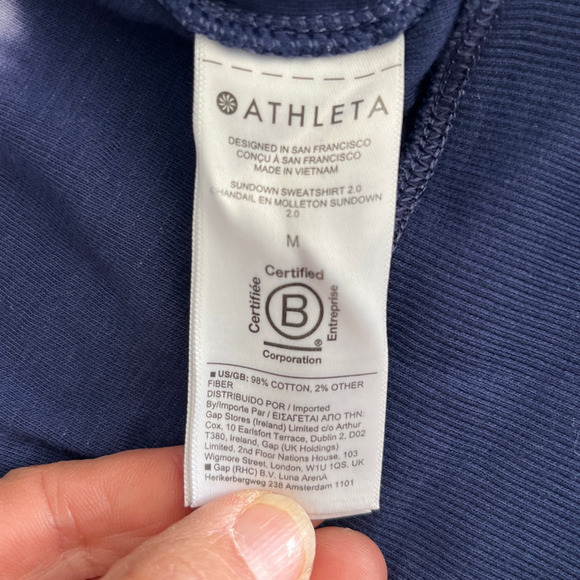 Athleta Sundown Long Sleeve Sweatshirt II Tye Die Eclipse Blue Medium Oversized - Picture 5 of 10